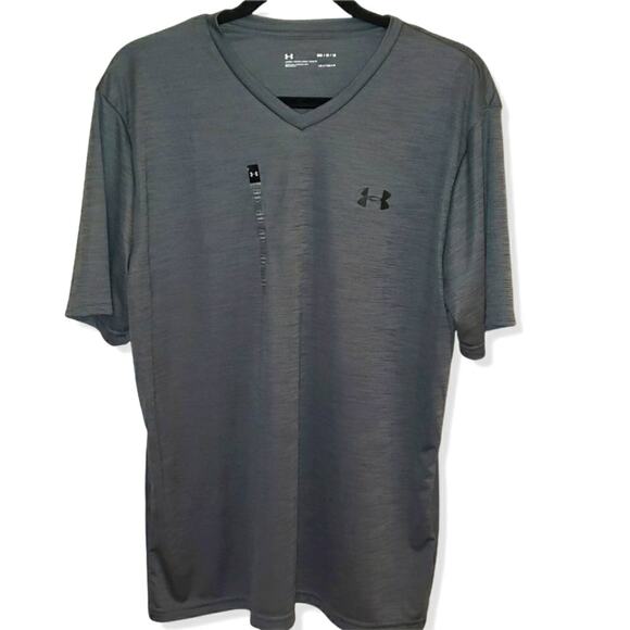 Under Armour tech shirt, Gray, v-neck, loose fit, size medium,  HeatGear - Picture 1 of 6